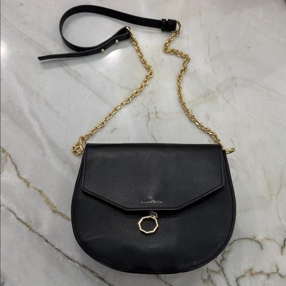 Louise et Cie Black Crossbody Bag with Gold Chain Strap